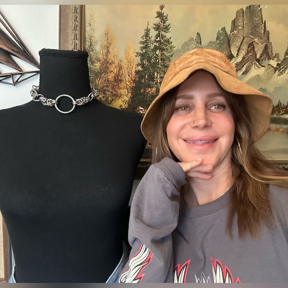 Vintage 70s Suede Hat "Crown Jewels" by Henschel
